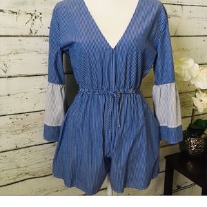 Blue and white striped romper!